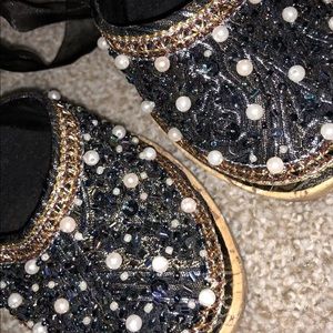 Beautiful Beaded Lace Up Wedges